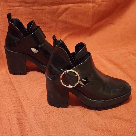 ZARA Trafaluc Black Chunky Platform Mary Janes Lug Sole Ankle Booties Sz 6 /36 - Picture 10 of 10